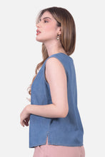 Cargar imagen en el visor de la galería, Blusa Flora Azul Medio