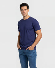 Cargar imagen en el visor de la galería, Camiseta Hombre Cuello Redondo Delgado Azul Navy