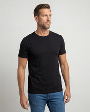 Cargar imagen en el visor de la galería, Camiseta Hombre Cuello Redondo Delgado Negra