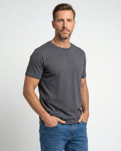 Cargar imagen en el visor de la galería, Camiseta Hombre Cuello Redondo Delgado Negro Jaspe