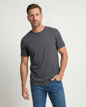 Cargar imagen en el visor de la galería, Camiseta Hombre Cuello Redondo Delgado Negro Jaspe