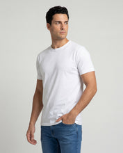 Cargar imagen en el visor de la galería, Camiseta Hombre Cuello Redondo Delgado Blanca
