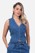 Cargar imagen en el visor de la galería, Blusa Pekin Azul Medio