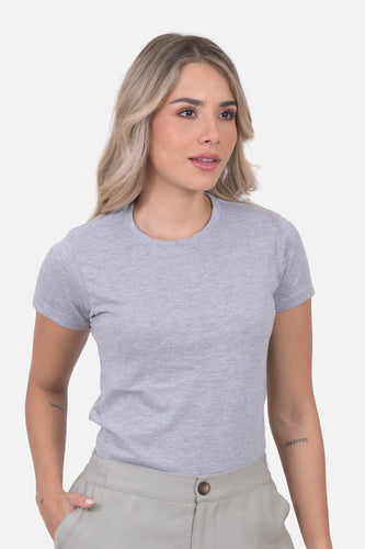 Camiseta Mujer Cuello Redondo Gris Jaspe