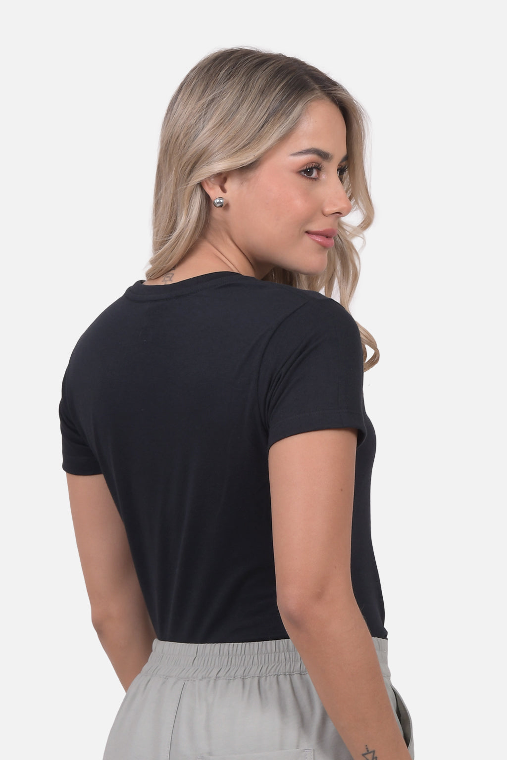 Camiseta Mujer Cuello Redondo Negra