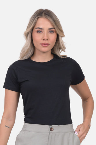 Camiseta Mujer Cuello Redondo Negra