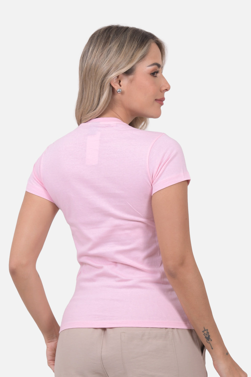 Camiseta Mujer Cuello Redondo Rosada