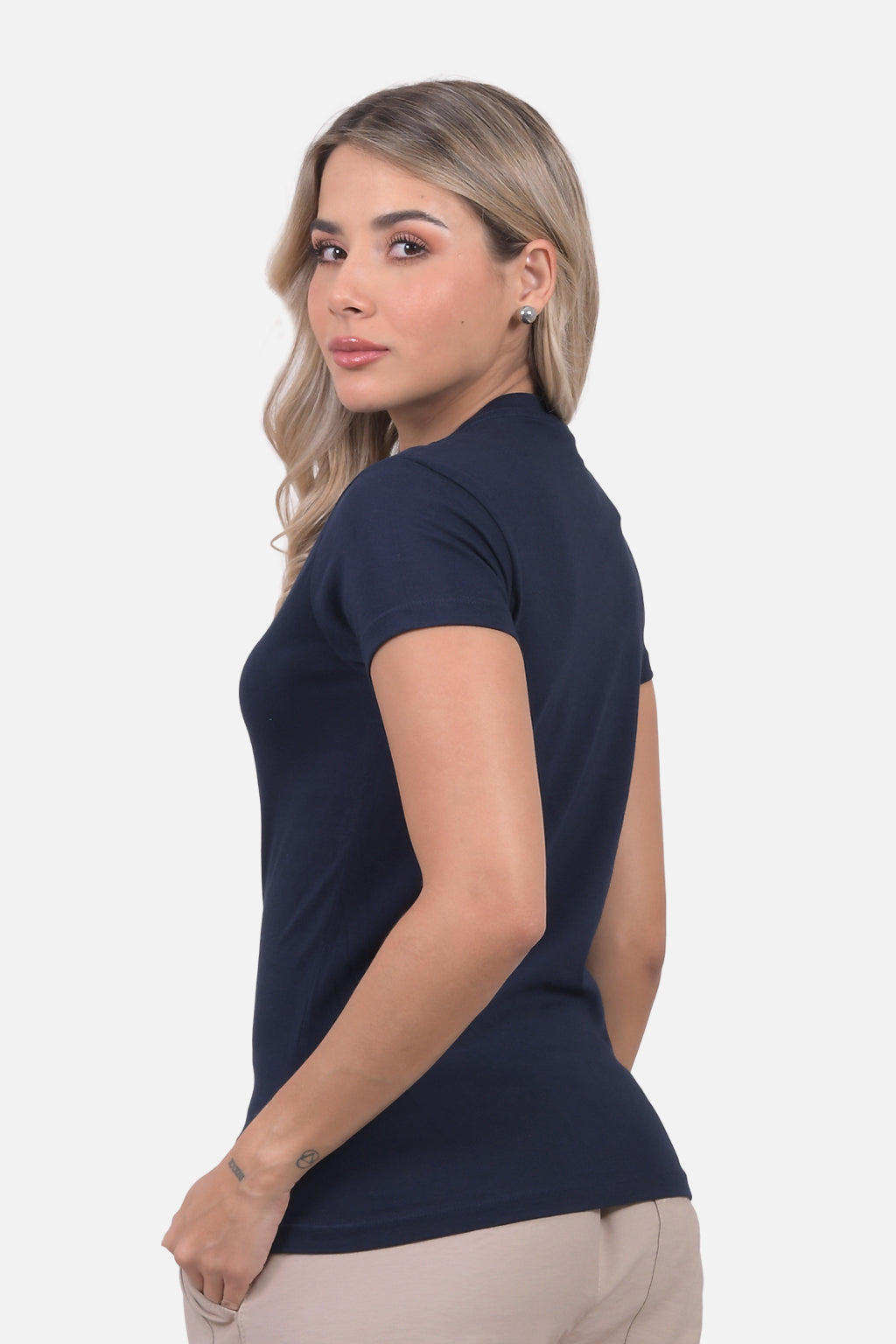 Camiseta Mujer Cuello V Azul Navy