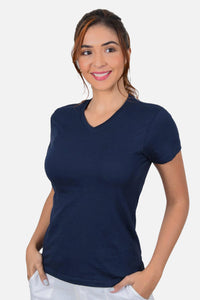 Camiseta Mujer Cuello V Azul Navy