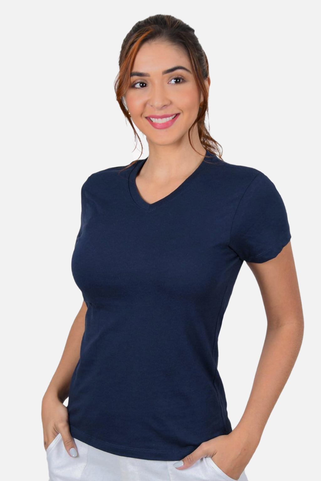 Camiseta Mujer Cuello V Azul Navy