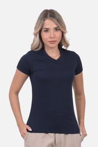 Camiseta Mujer Cuello V Azul Navy