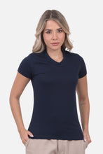Cargar imagen en el visor de la galería, Camiseta Mujer Cuello V Azul Navy
