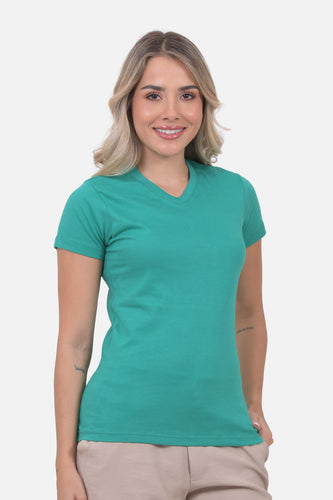 Camiseta Mujer Cuello V Esmeralda
