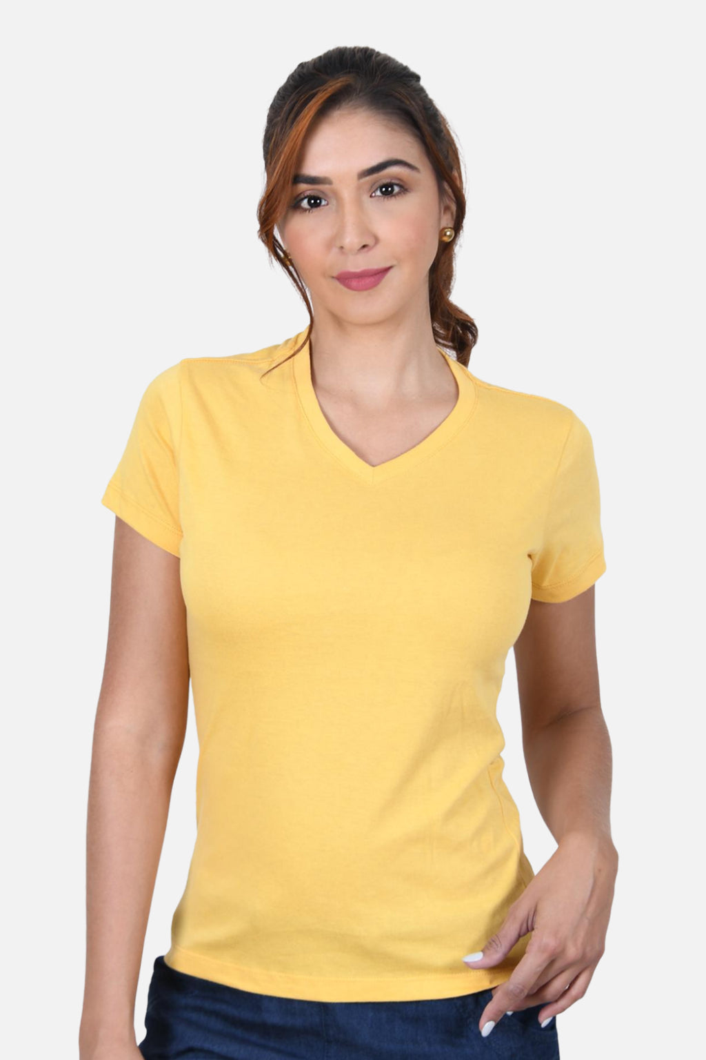 Camiseta Mujer Cuello V Maiz