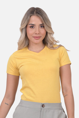 Camiseta Mujer Cuello V Maiz