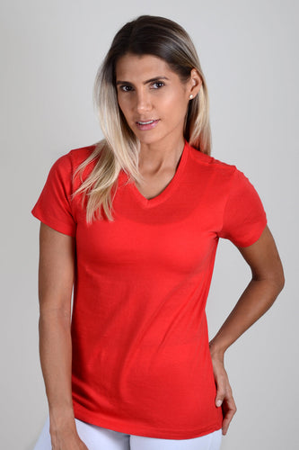 Camiseta Mujer Cuello V Roja
