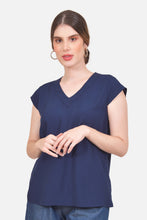 Cargar imagen en el visor de la galería, Blusa Noelia - Azul Navy
