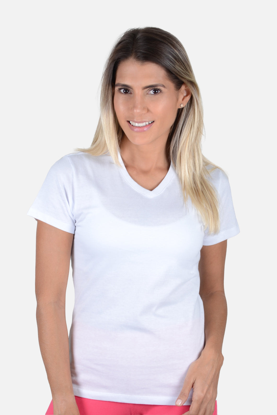 Camiseta Mujer Cuello V Blanca