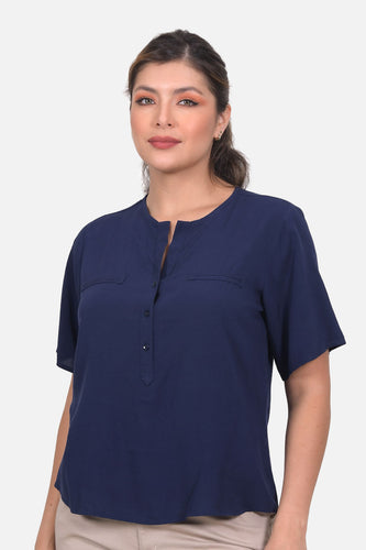 Blusa Flor Azul Navy