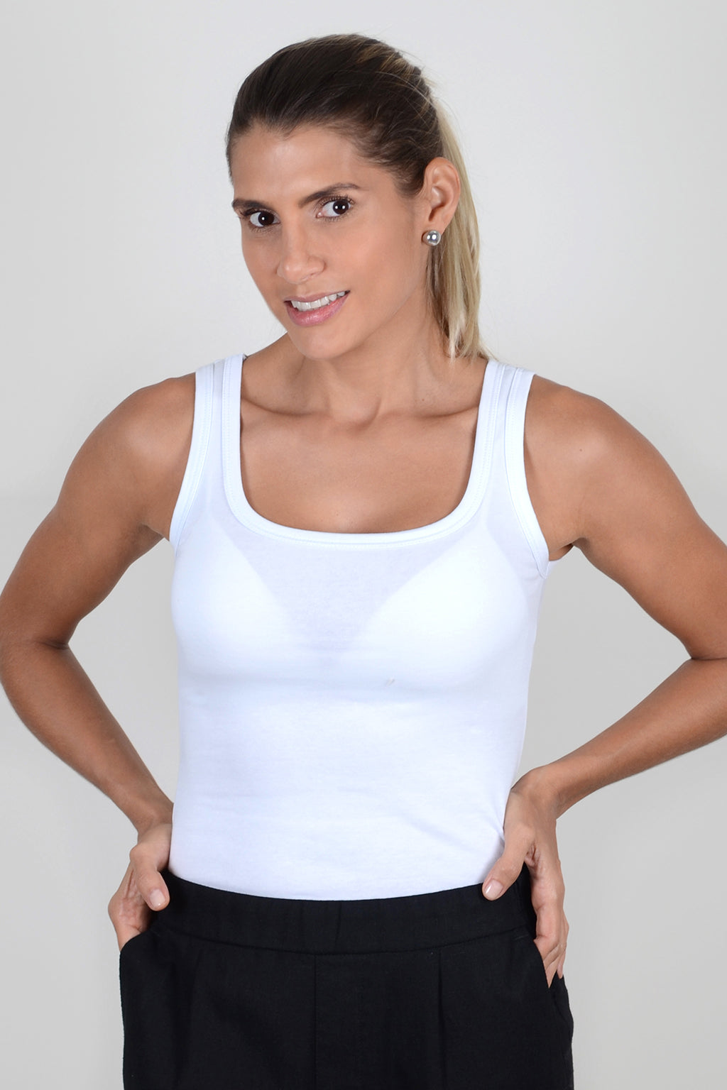 Basica Mujer Naranja Blanca