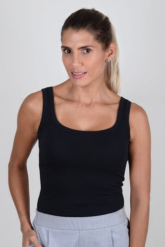 Basica Mujer Naranja Negra