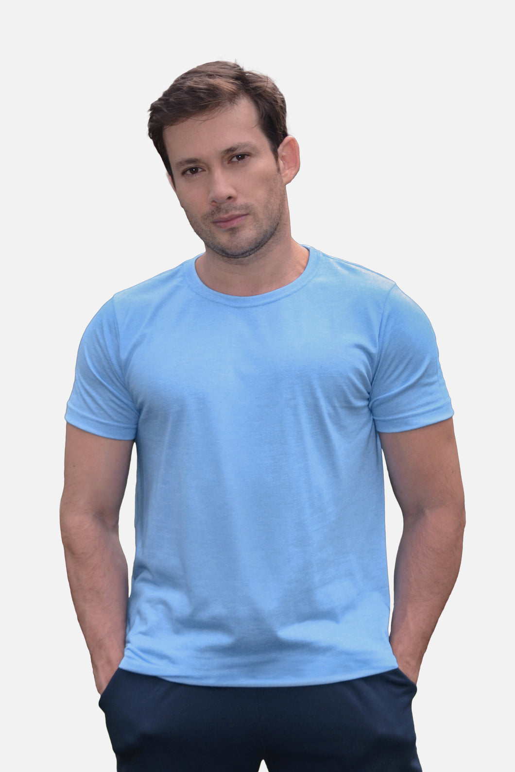 Camiseta Hombre Cuello Redondo Delgado Cielo Jaspe