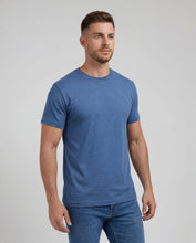 Cargar imagen en el visor de la galería, Camiseta Hombre Cuello Redondo Delgado Azul Jaspe
