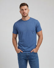 Cargar imagen en el visor de la galería, Camiseta Hombre Cuello Redondo Delgado Azul Jaspe
