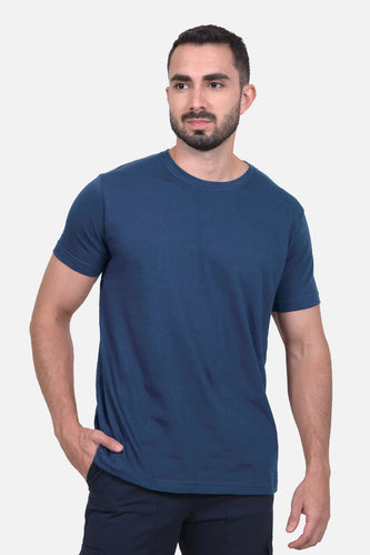 Camiseta Hombre Cuello Redondo Delgado Azul Oceano