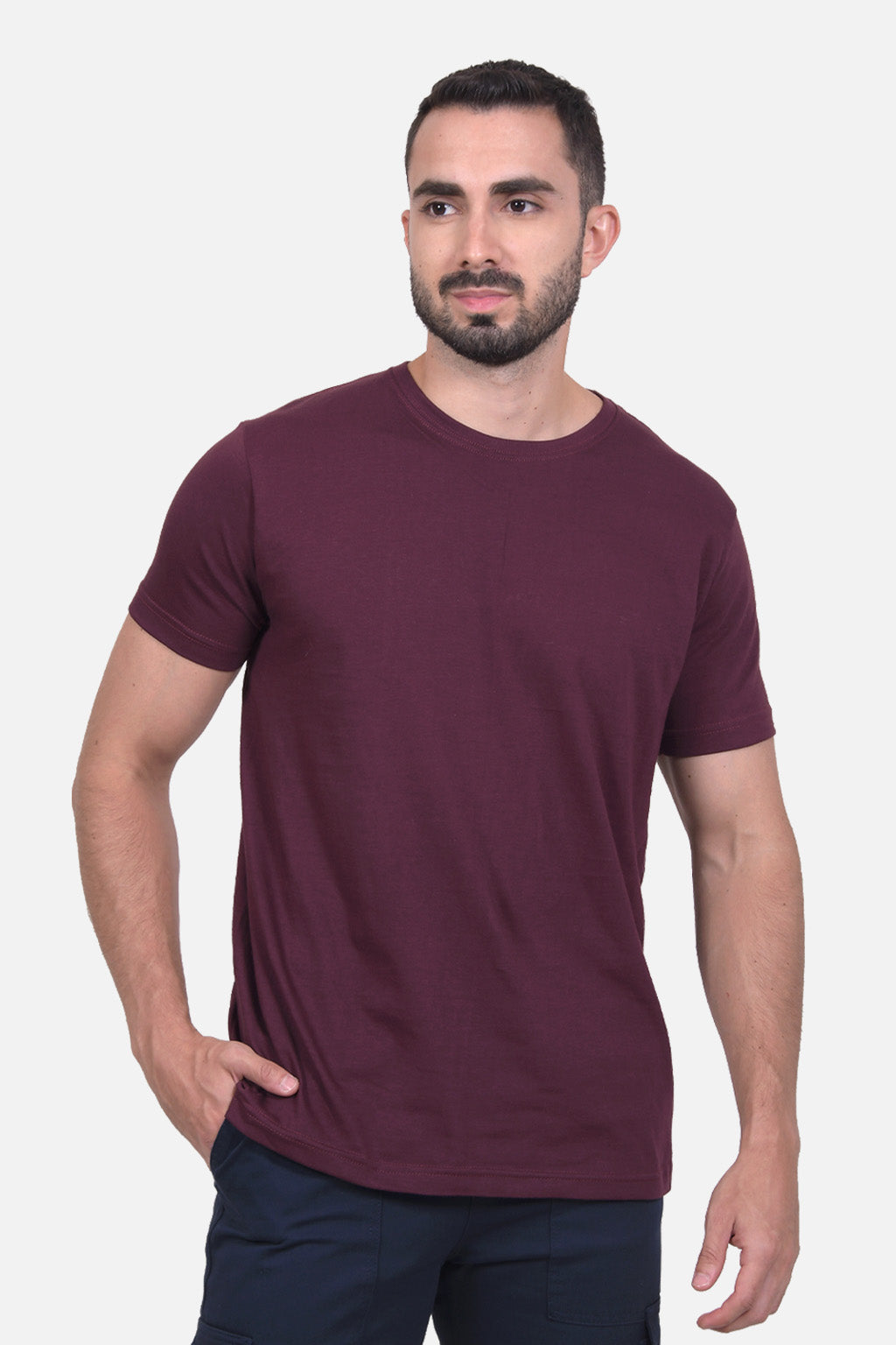 Camiseta Hombre Cuello Redondo Delgado Burgundy