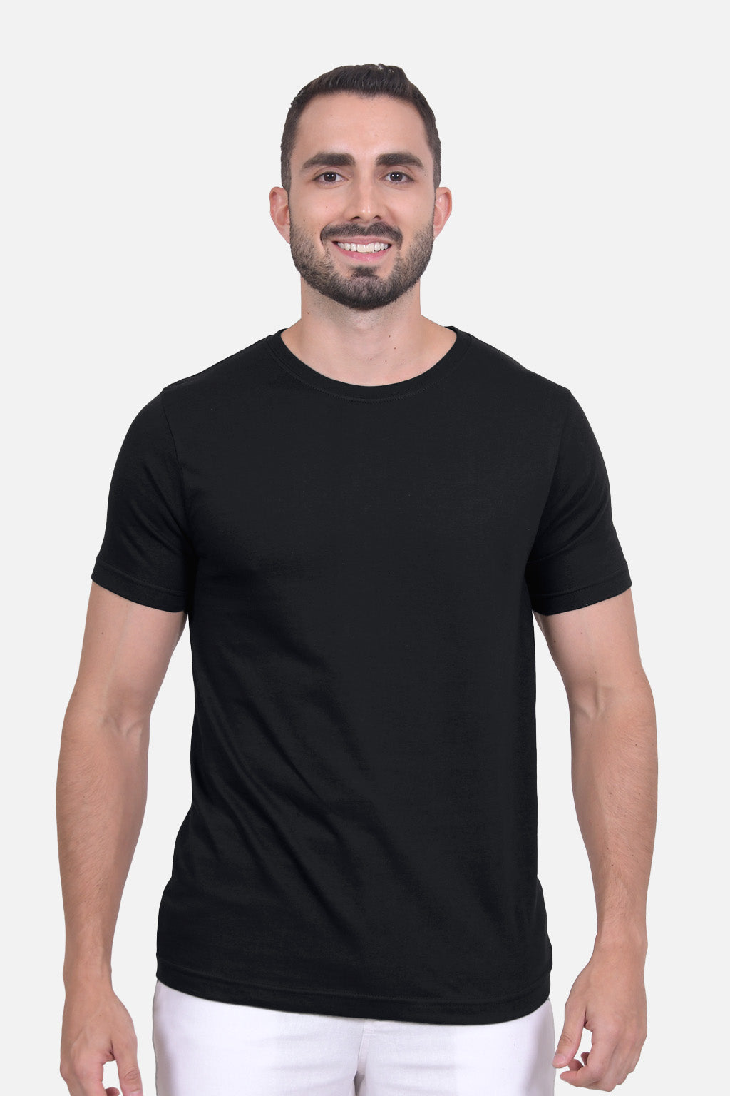 Camiseta Hombre Cuello Redondo Delgado Negra