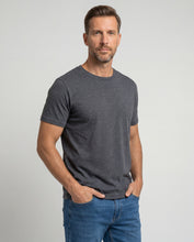 Cargar imagen en el visor de la galería, Camiseta Hombre Cuello Redondo Delgado Negro Jaspe
