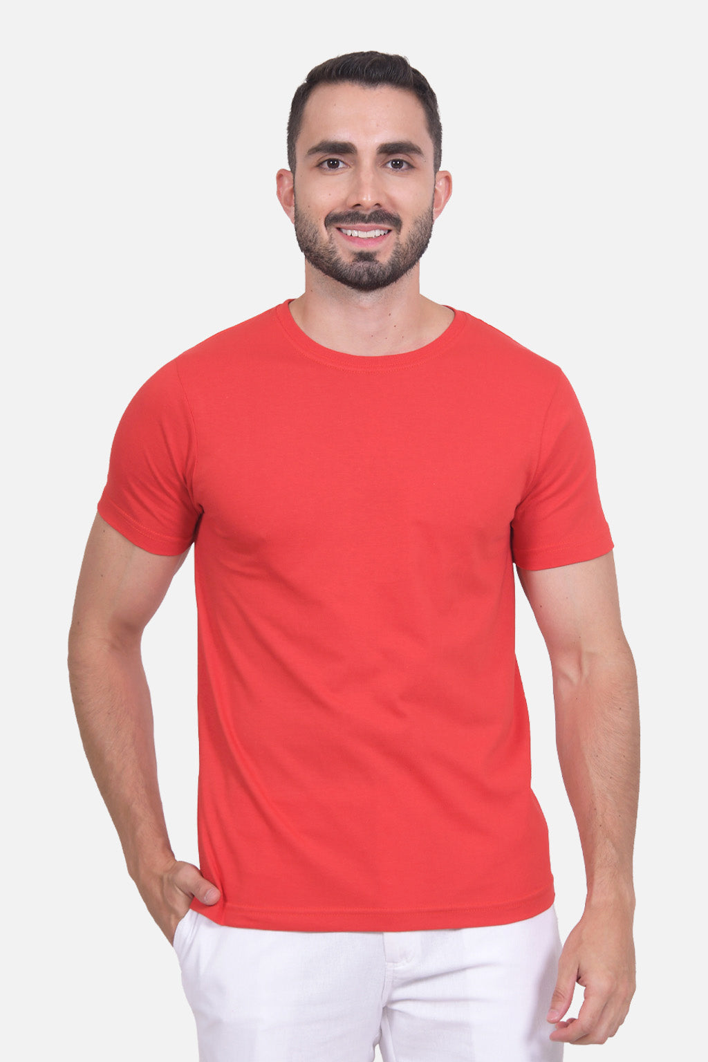 Camiseta Hombre Cuello Redondo Delgado Roja