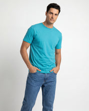 Cargar imagen en el visor de la galería, Camiseta Hombre Cuello Redondo Delgado Turqueza Jaspe

