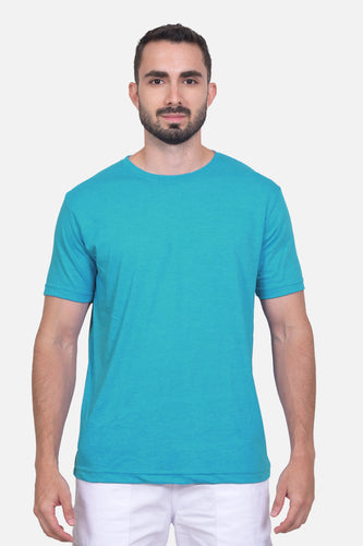 Camiseta Hombre Cuello Redondo Delgado Turqueza Jaspe