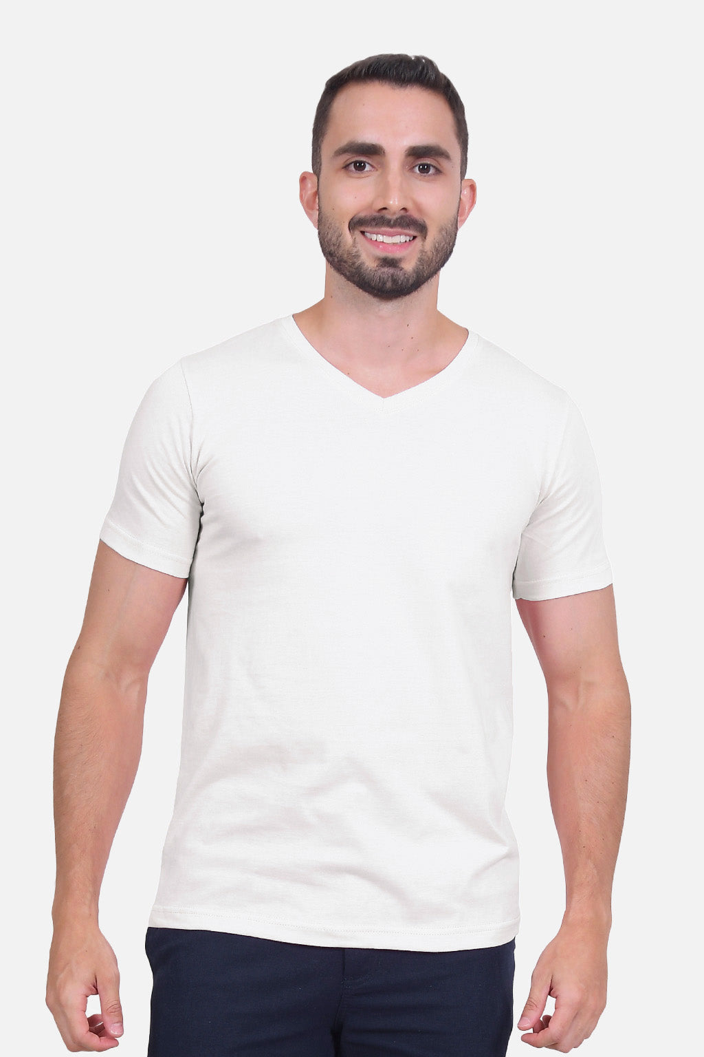 Camiseta Hombre Cuello V Blanca