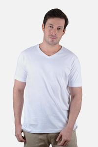 Camiseta Hombre Cuello V Blanca