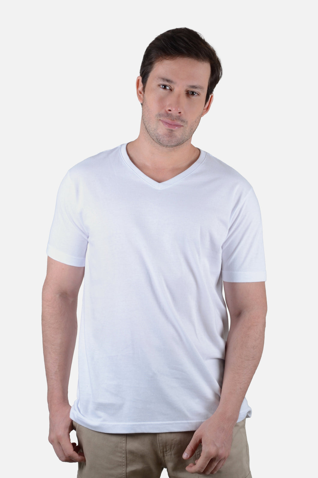 Camiseta Hombre Cuello V Blanca