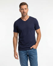 Cargar imagen en el visor de la galería, Camiseta Hombre Cuello V Azul Navy
