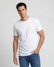 Cargar imagen en el visor de la galería, Camiseta Hombre Cuello Redondo Delgado Blanca
