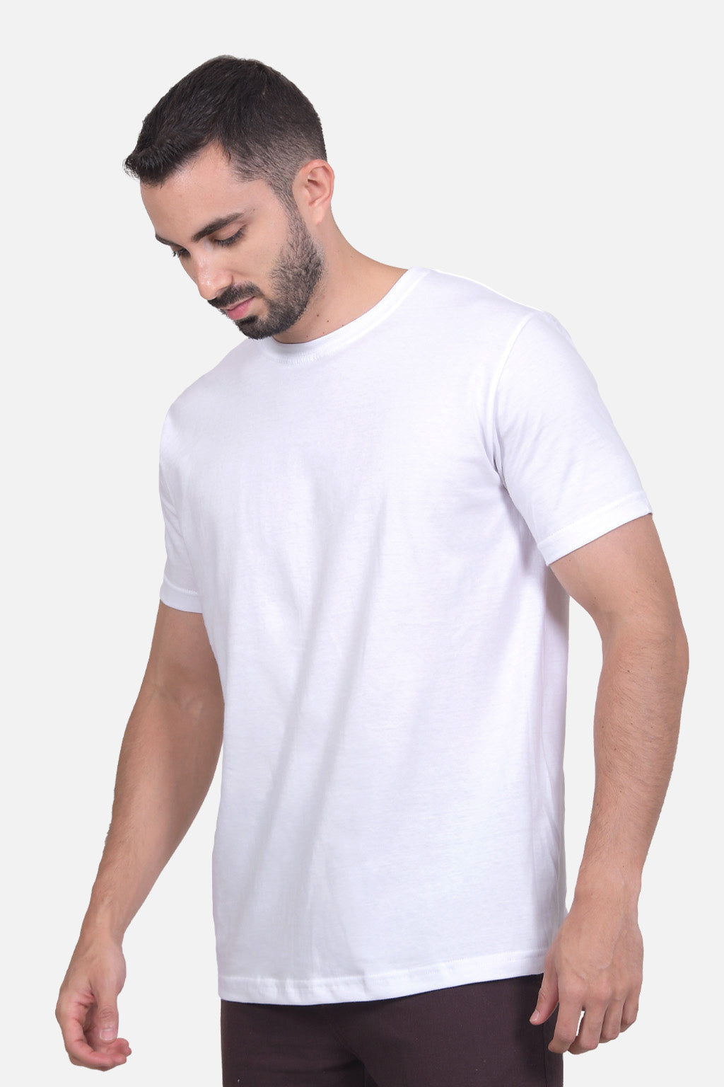 Camiseta Hombre Cuello Redondo Delgado Blanca