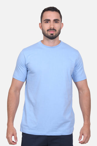 Camiseta Hombre Cuello Doble Azul Claro