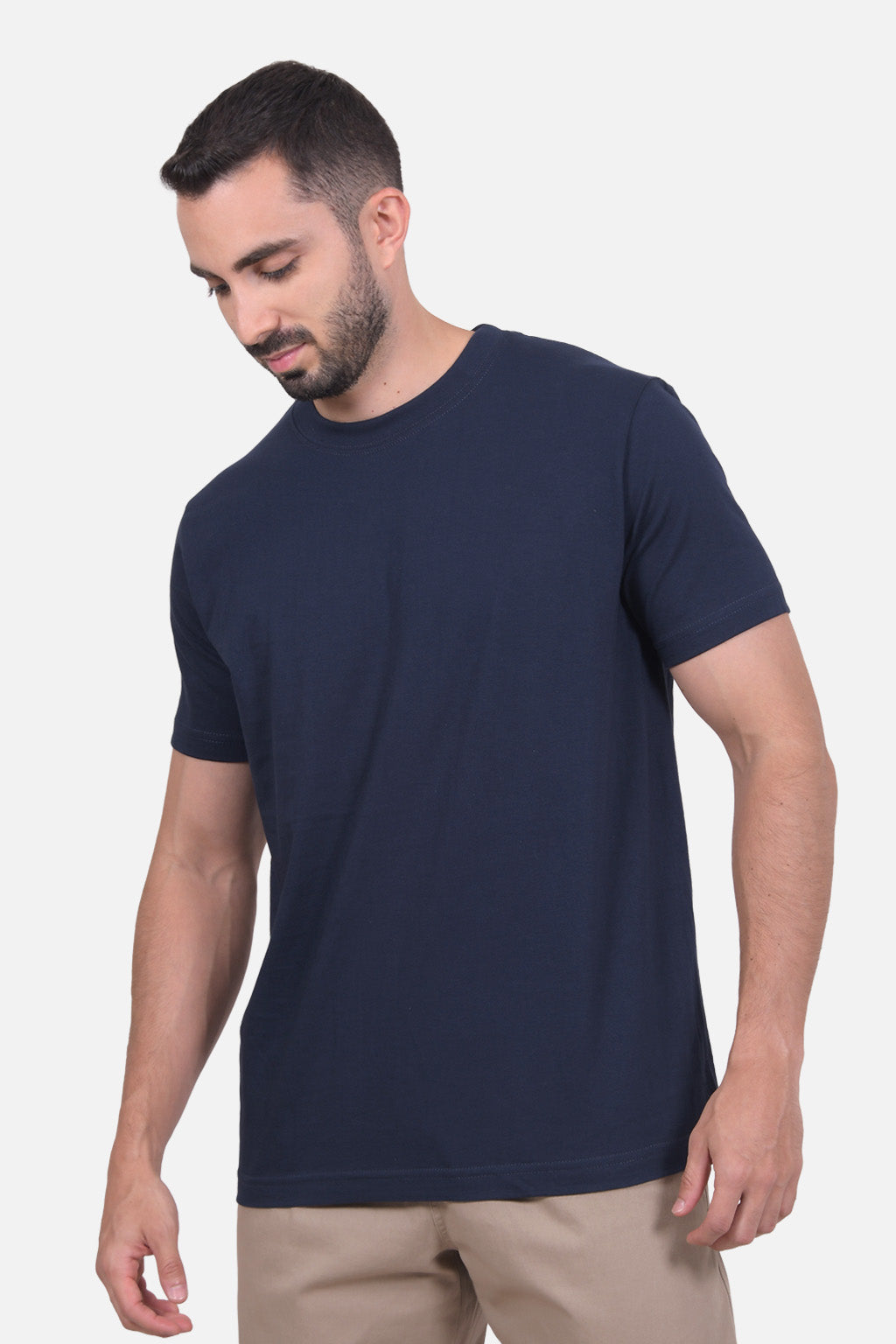 Camiseta Hombre Cuello Doble Azul Navy