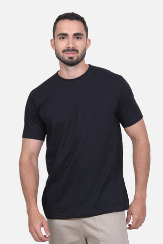 Camiseta Hombre Cuello Doble Negra
