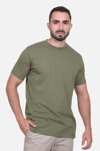 Camiseta Hombre Cuello Doble Verde Militar