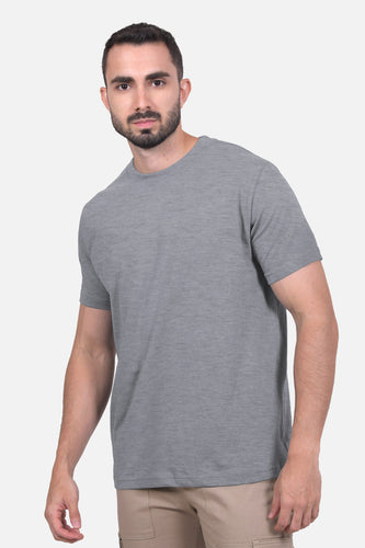 Camiseta Hombre Cuello Doble Gris Jaspe