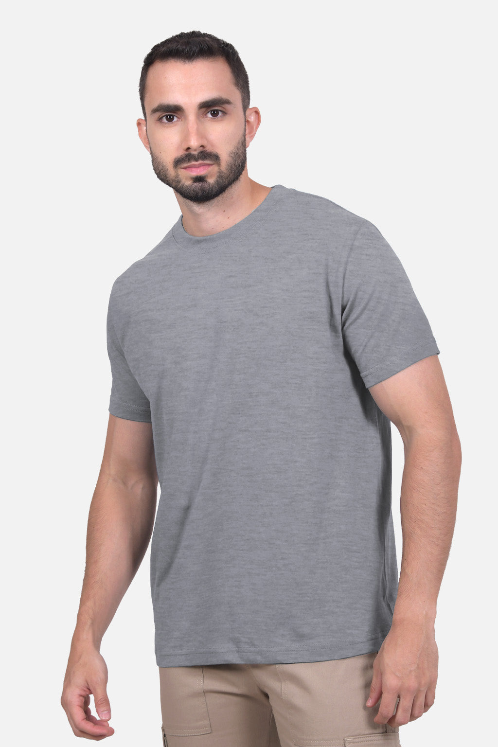 Camiseta Hombre Cuello Doble Gris Jaspe
